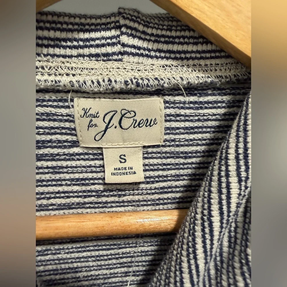 NEW J. Crew Textured hooded sweater-tee in blue stripe size small CJ934